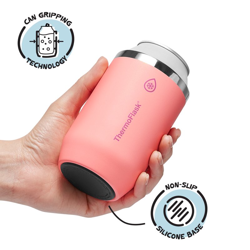 12 oz Insulated Can Cooler & Cup - Durable Stainless Steel, Sunkissed Coral