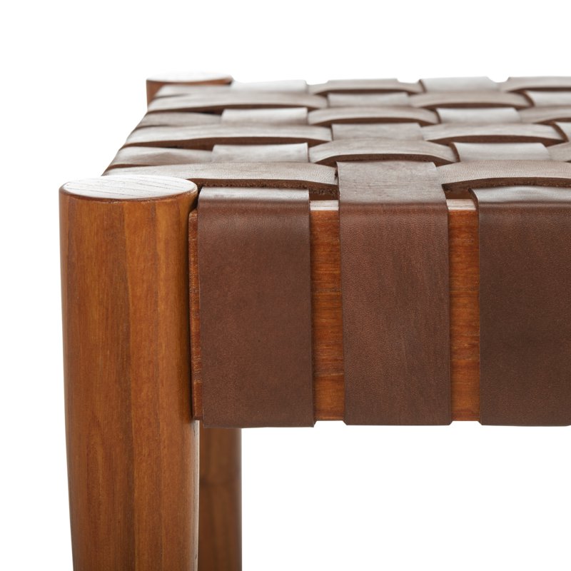Contemporary Glam Leather Weave Bench - Multiple Colors