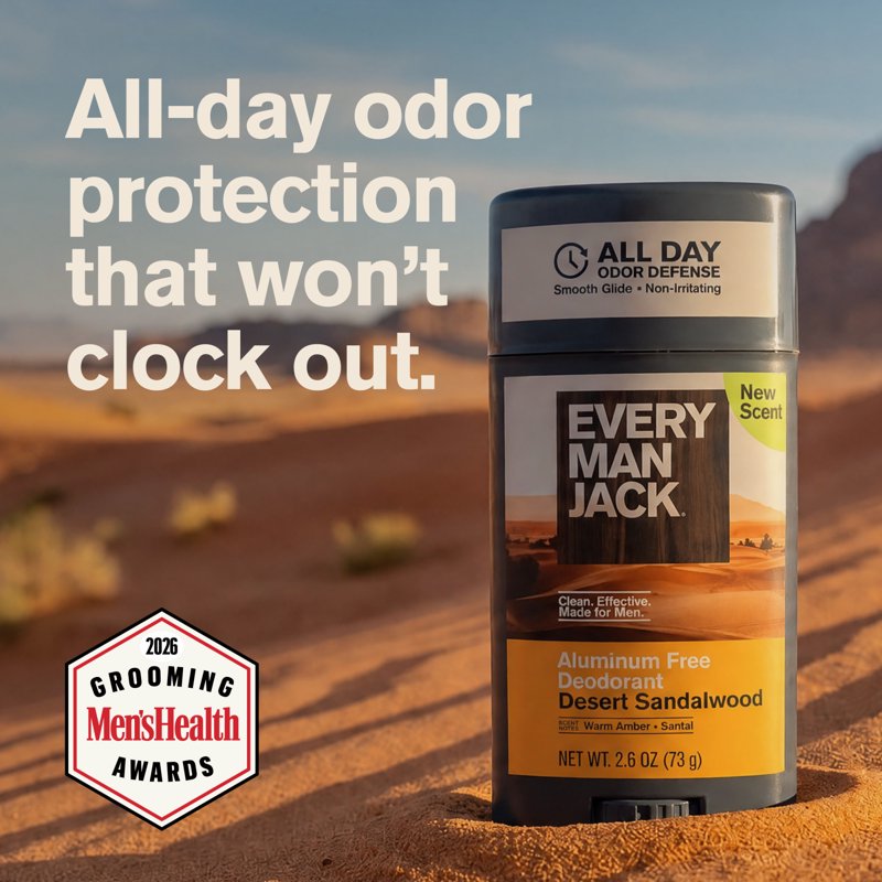 Men's Aluminum-Free Deodorant - 48-Hour Odor Defense - Desert Sandalwood Scent - 2.6 oz