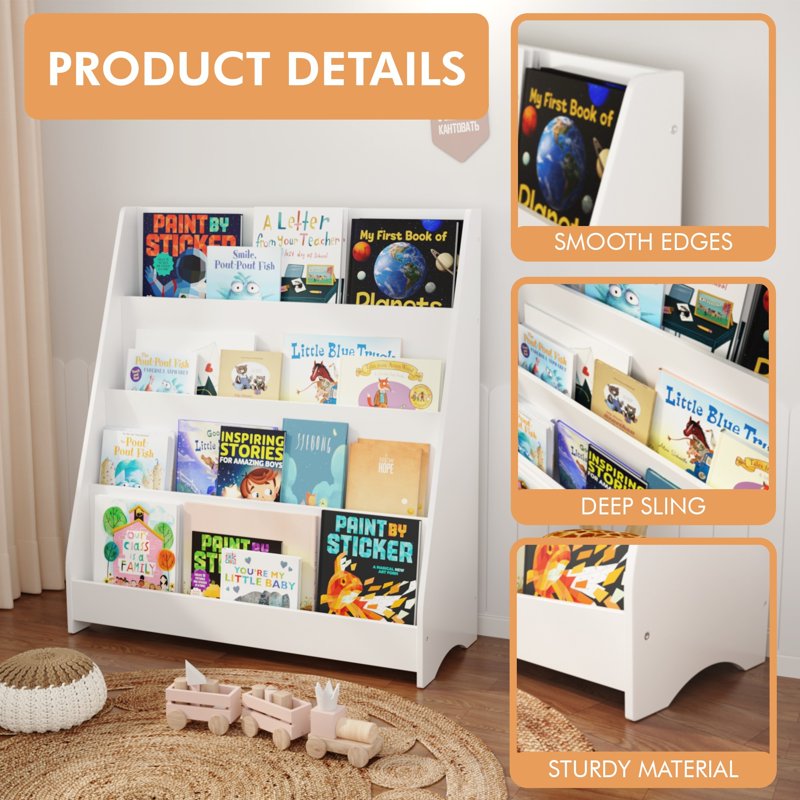 4-Tier Kids Bookshelf & Toy Organizer - Space-Saving Storage