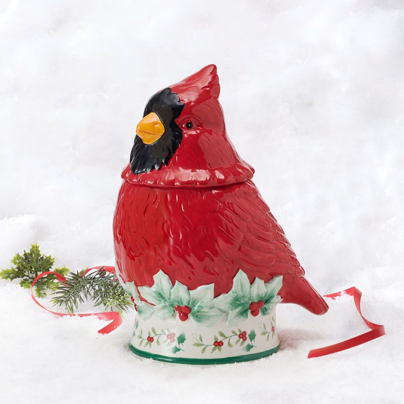 Cardinal Cookie Jar - Winterberry Holiday Decor, 10 in