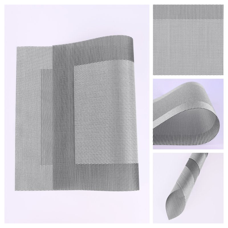 Washable Wipeable Table Placemats - Set of 8, Silver Gray 18x12