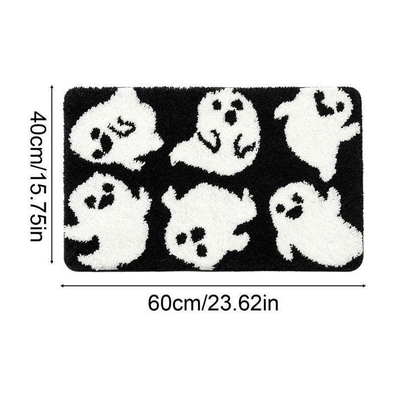 Halloween Door Mat 16x24 Inch Ghost Tufted Floor Rug Indoor Front Door Decor - Black, Ghost-P