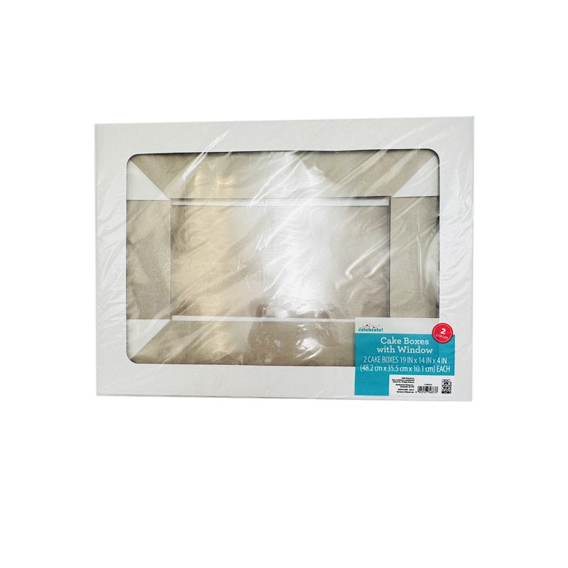 19" x 14" White Cake Boxes with Windows - 2 Count