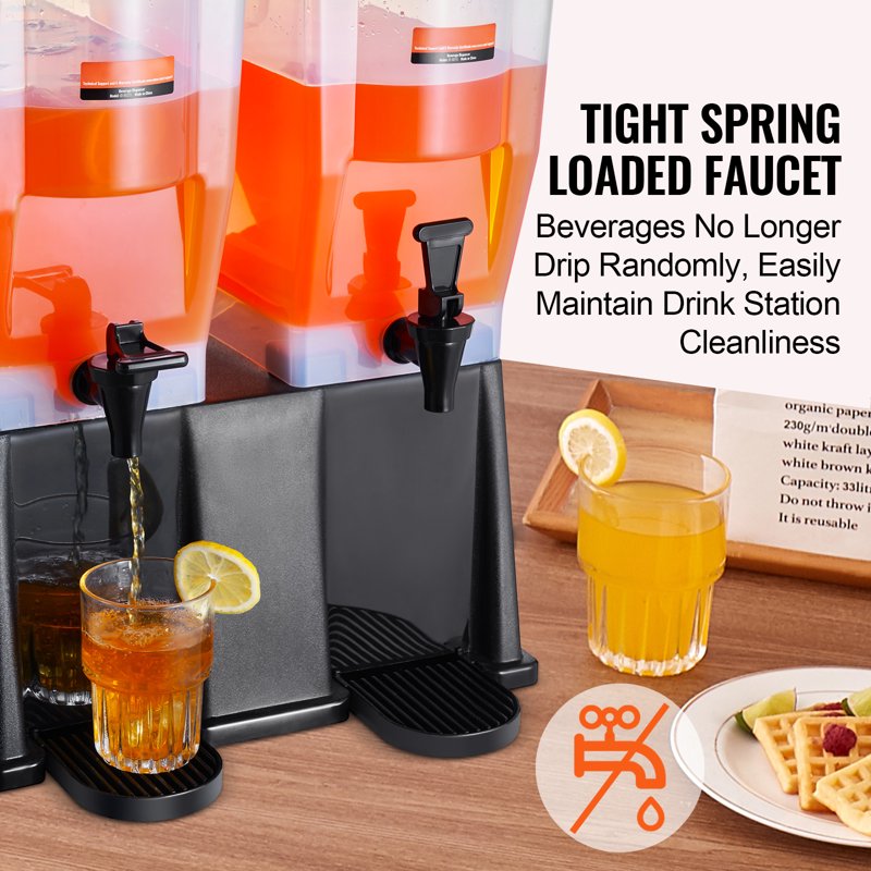 3 Gallon Plastic Beverage Dispenser Set - 2 Drink Dispensers with Lid