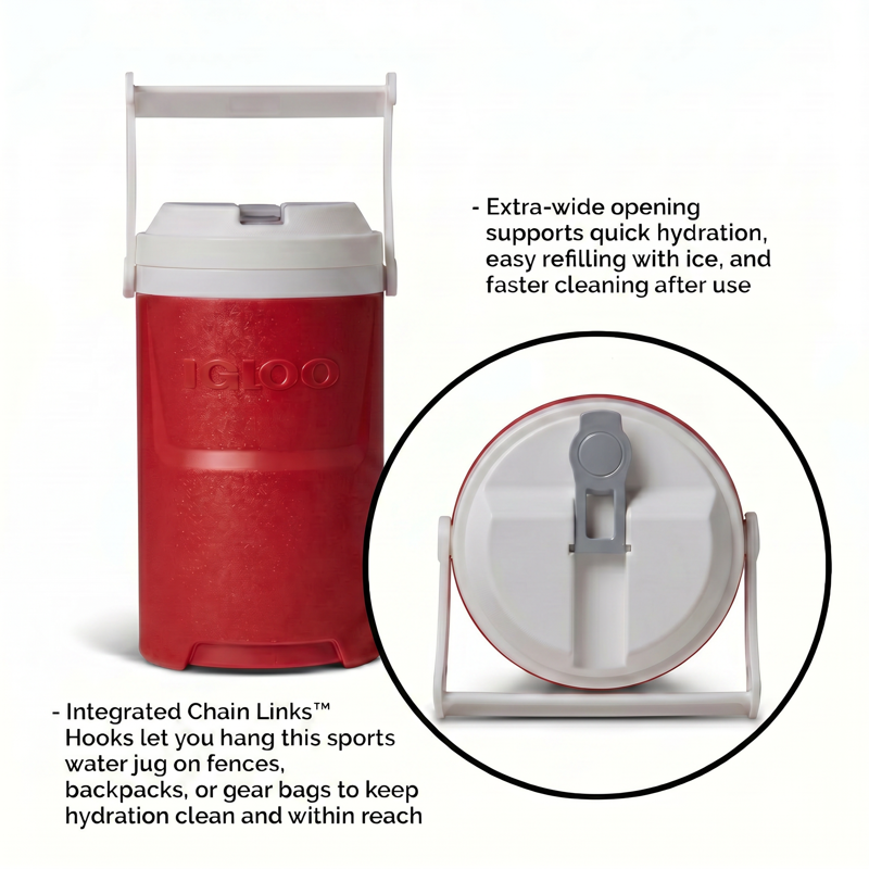 1/2 Gallon Insulated Sports Beverage Jug with Hooks - 2 Pack, Red
