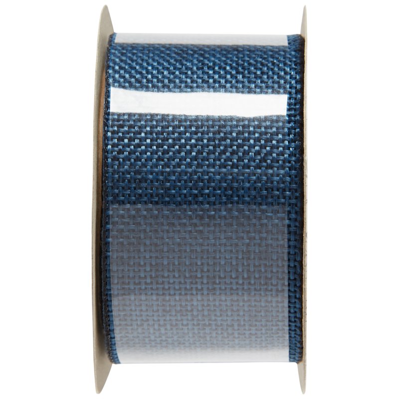 Denim Blue Burlap Woven Ribbon 1.5 Inch x 9 Feet - Offray Craft Trim - Variation of Blue, Single