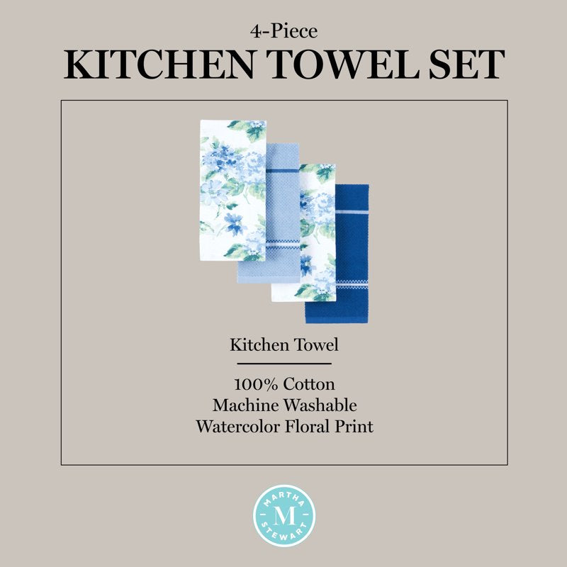 Amber Floral Kitchen Towel Set 2-Pack - Blue/Green, 16"x28"
