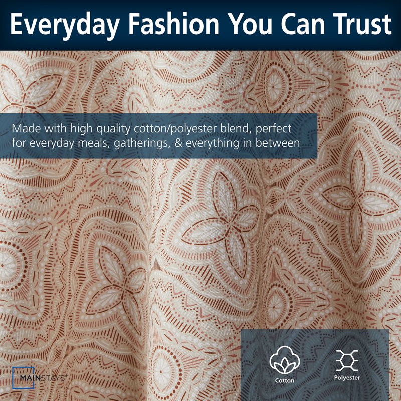 Boho Medallion Tablecloth - 60" x 84" Durable Fabric