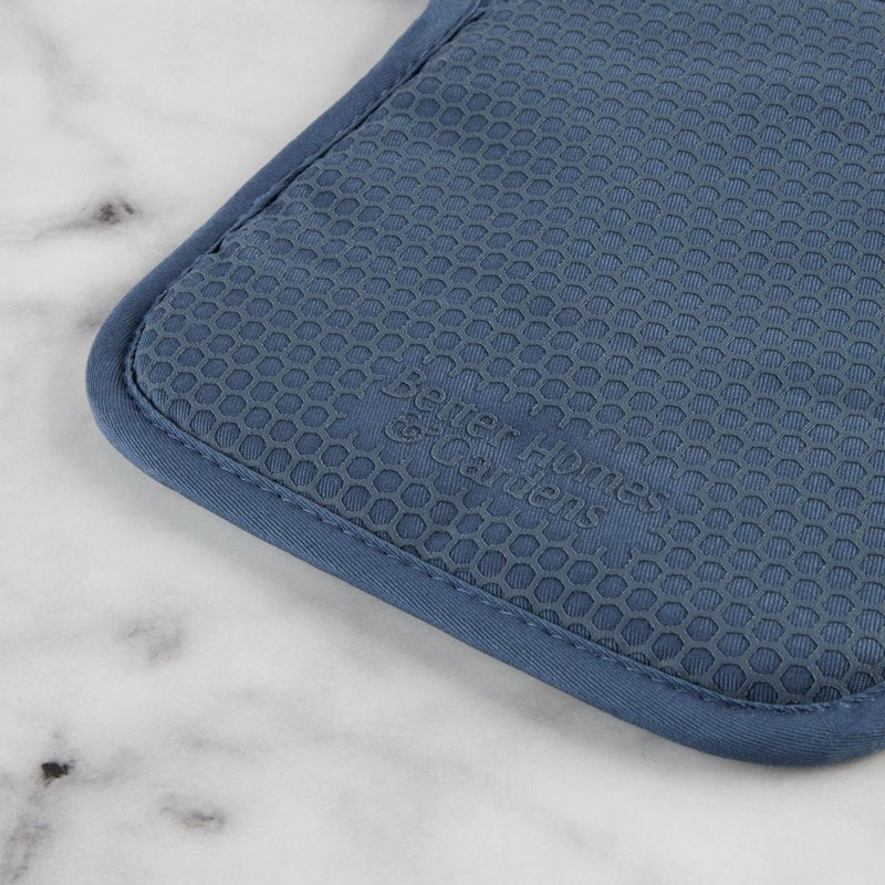 Silicone 4 Piece Kitchen Set - Oven Mitt, Potholder & Mini Mitts - Blue