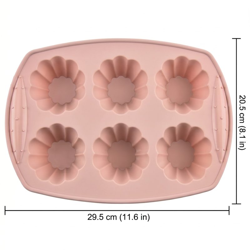 Ktlvex Silicone Baking Pan H9 - 6-Cavity Wave Mold for Cakes, Chocolates & Soaps - Pink Rectangular