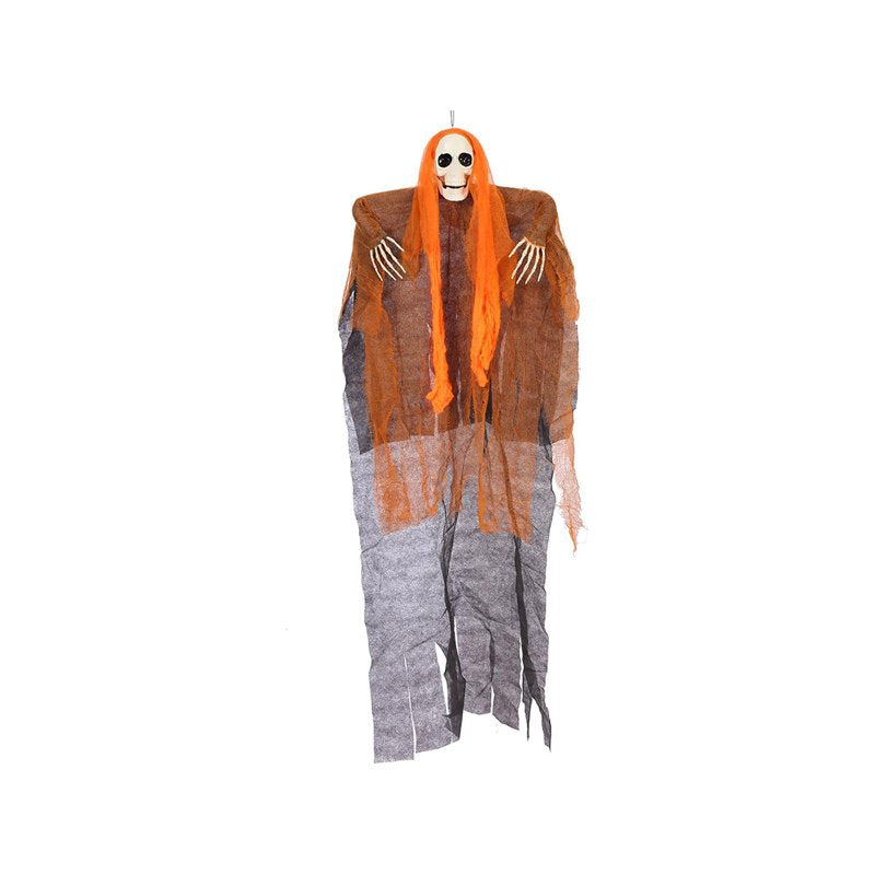 Hanging Skeleton Ghost Yard Decor - Weather-Resistant Halloween Prop - Orange - Decor_A