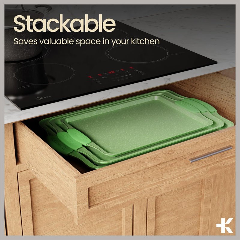 Nonstick Green Marble Baking Pan Set - 8-Piece Bakeware Set
