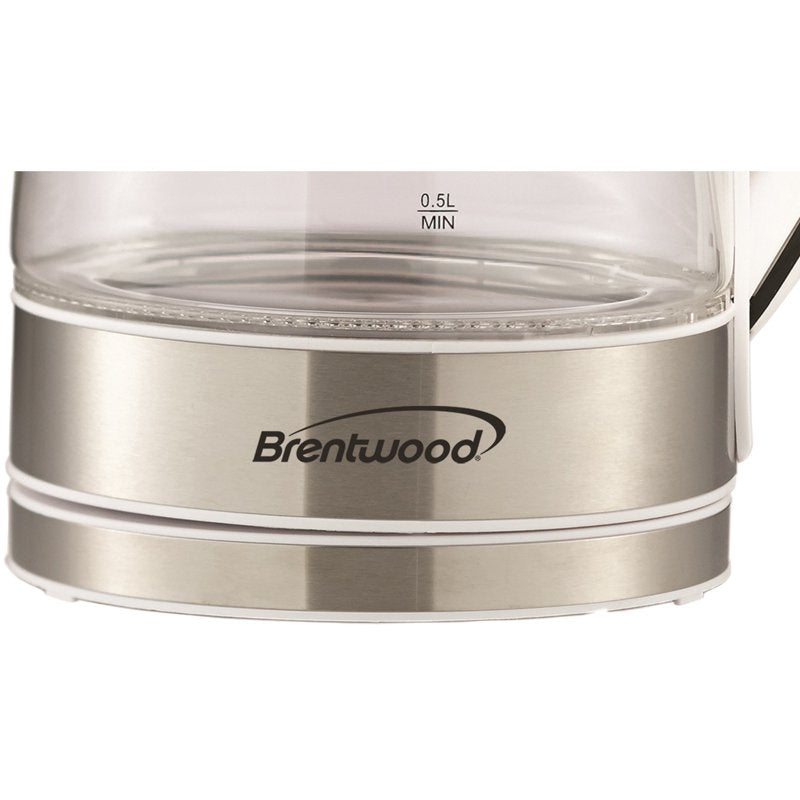 Cordless Tempered-Glass Electric Kettle - 1.8 Qt, White