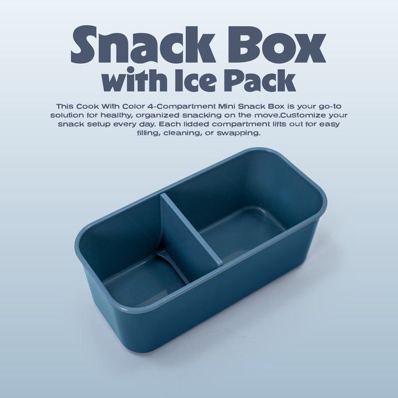 3-Compartment Snack Box with Ice Pack - Dark Blue