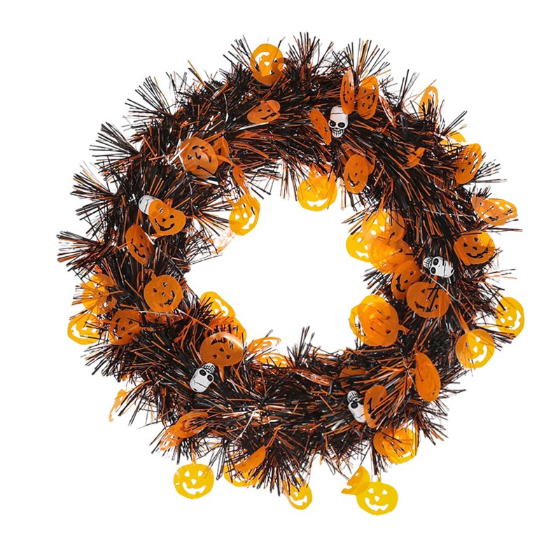 Halloween Wreath with Lights for Front Door, Fall Decor - J-9