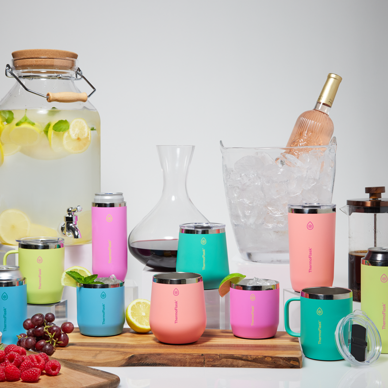 12 oz Slim Insulated Can Cooler and Cup - Shocking Pink