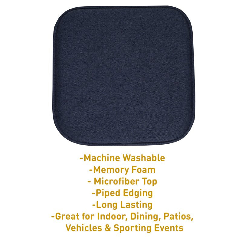 Memory Foam Chair Pads 2-Pack - Navy Jacquard Cover