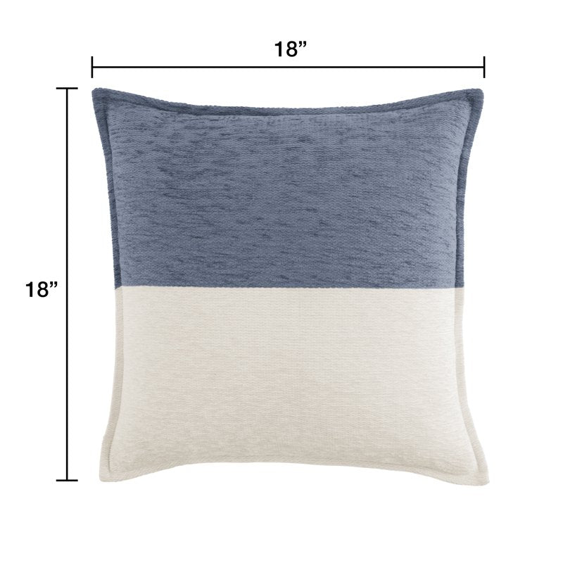 Mainstays Washed Indigo Two-Toned 18x18 Inch Decorative Throw Pillow - Linen Look, Zippered Cover, Indoor Use, 2 Pack