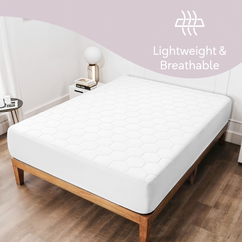 Lammaloe King Size Quilted Waterproof Mattress Pad Cover - White, Deep Pocket 8-21 Inch