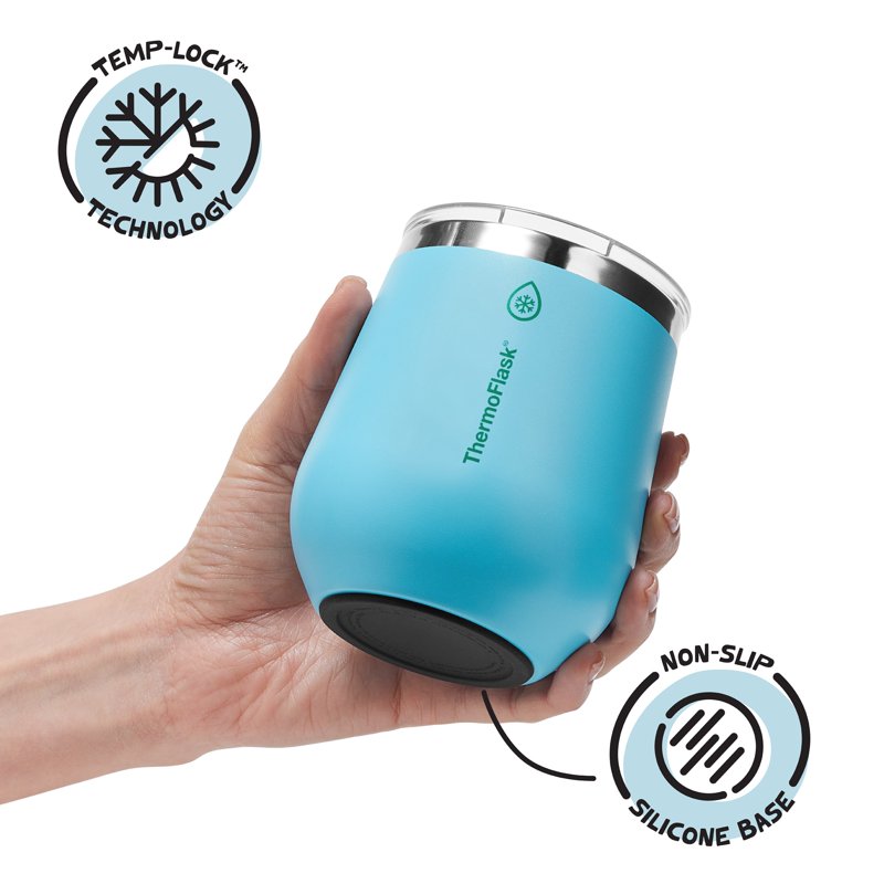 12 oz Insulated Wine Tumbler - Double-Wall, Splash-Proof Lid - Vivid Blue