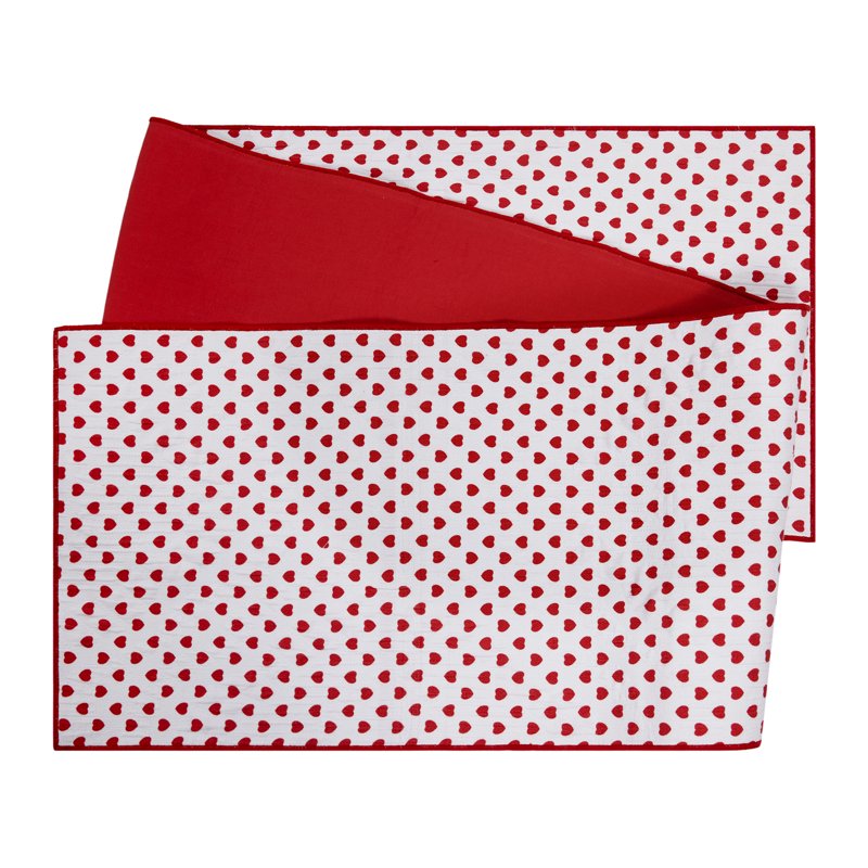 Reversible Hearts Table Runner - 14" x 72" - 100% Cotton