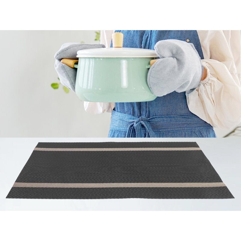 Washable Vinyl Placemats Set of 8 - Black Table Mats