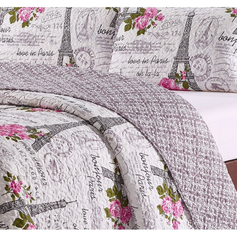 Harper Lane Vintage Paris Twin/Twin XL Polyester Quilt Set - Hypoallergenic