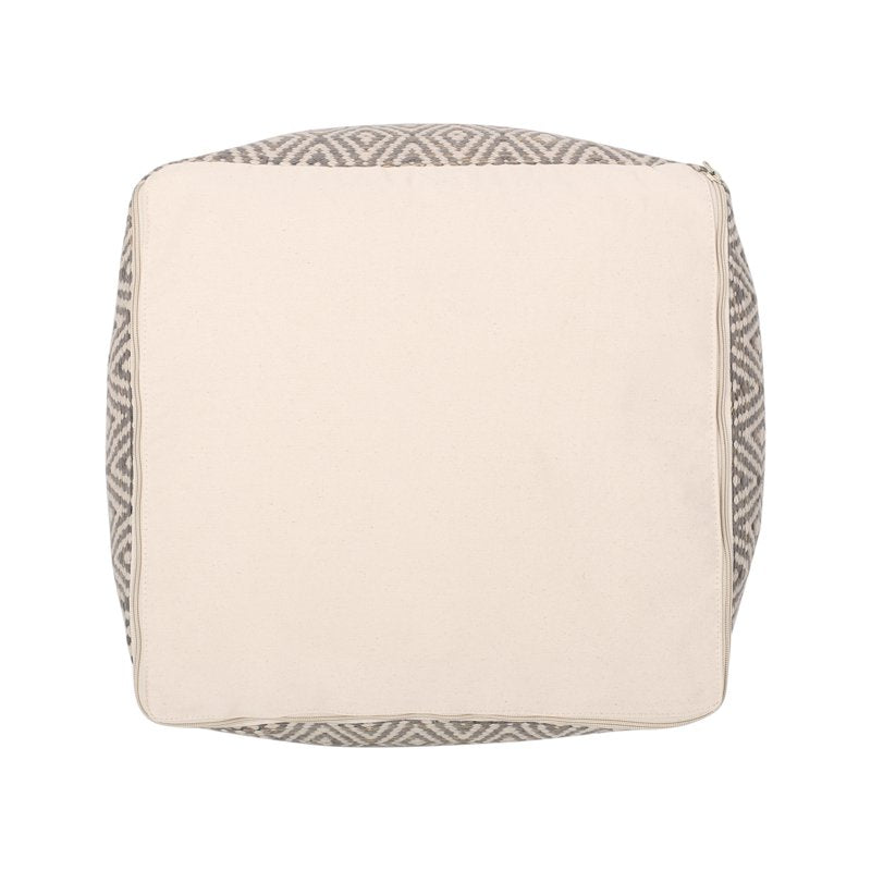Cotton Cube Pouf - Handcrafted Boho Style, Gray Variation