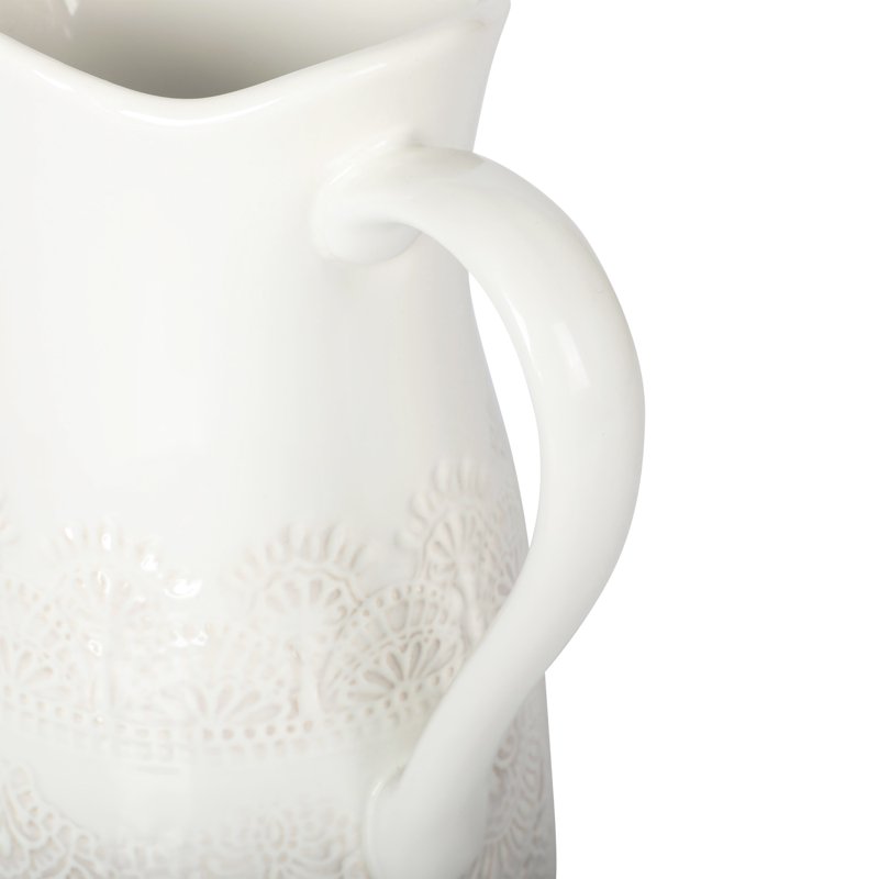 Vintage Lace 9-Inch Ceramic Pitcher - 2-Quart Capacity