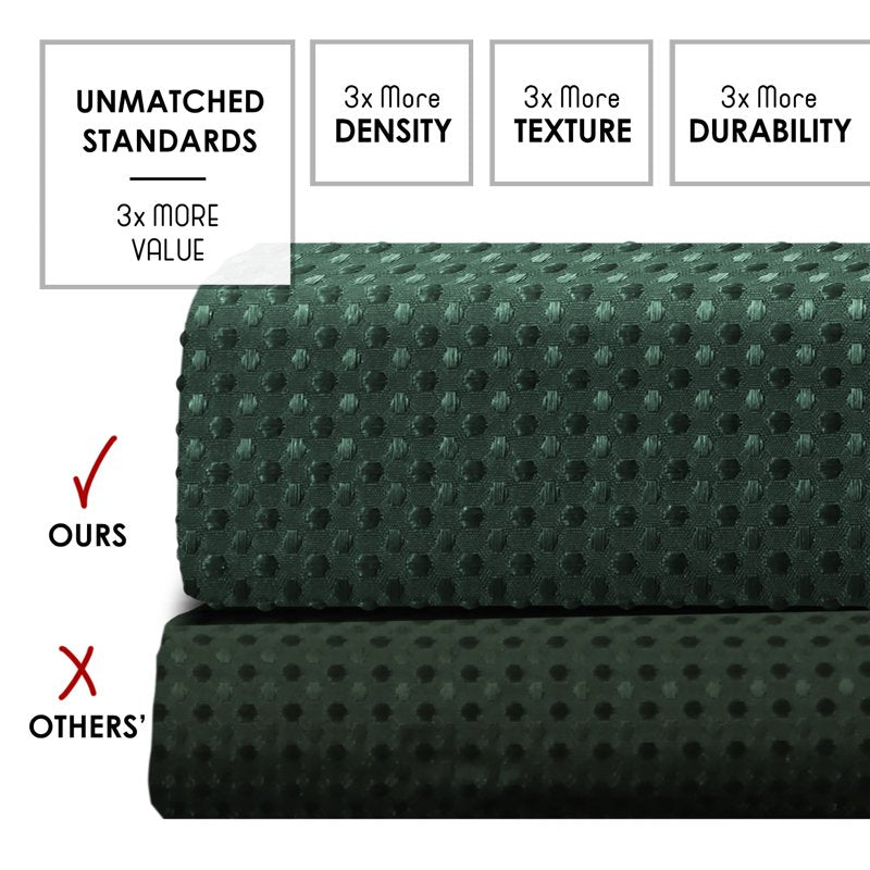 Hunter Green Waffle Shower Curtain - Heavy Duty 72x72 Inch Bathroom Fabric, Luxury Hotel Style, Single