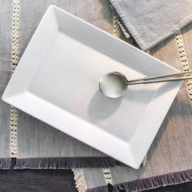10" x 14" White Porcelain Serving Platter - 3 Pack