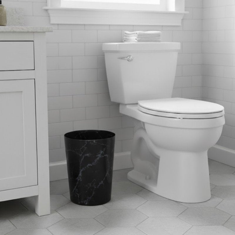 5 Gallon Black Marble Bathroom Trash Can - No Lid