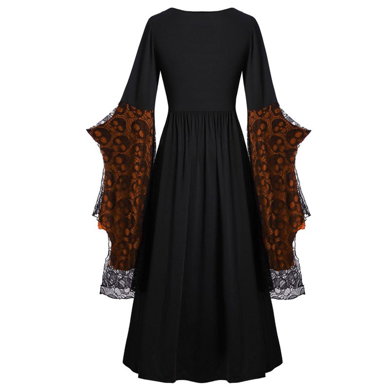 Women's Gothic Witch Dress Halloween Costume AA-Orange S