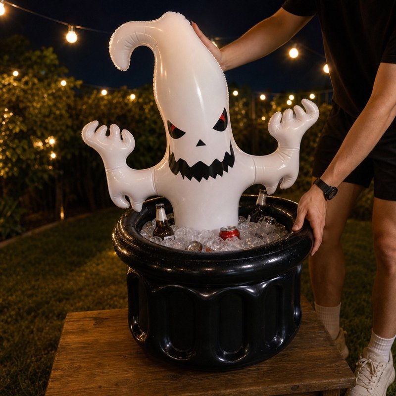 Halloween Inflatable Ghost Cooler - Outdoor Party Beverage Ice Bucket