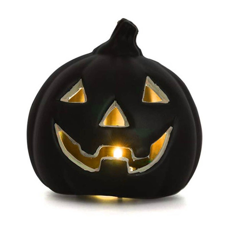 Halloween Jack O Lantern Pumpkin Light - Black Jack O Lantern Variation #37 - Warm Glow Tabletop Decor