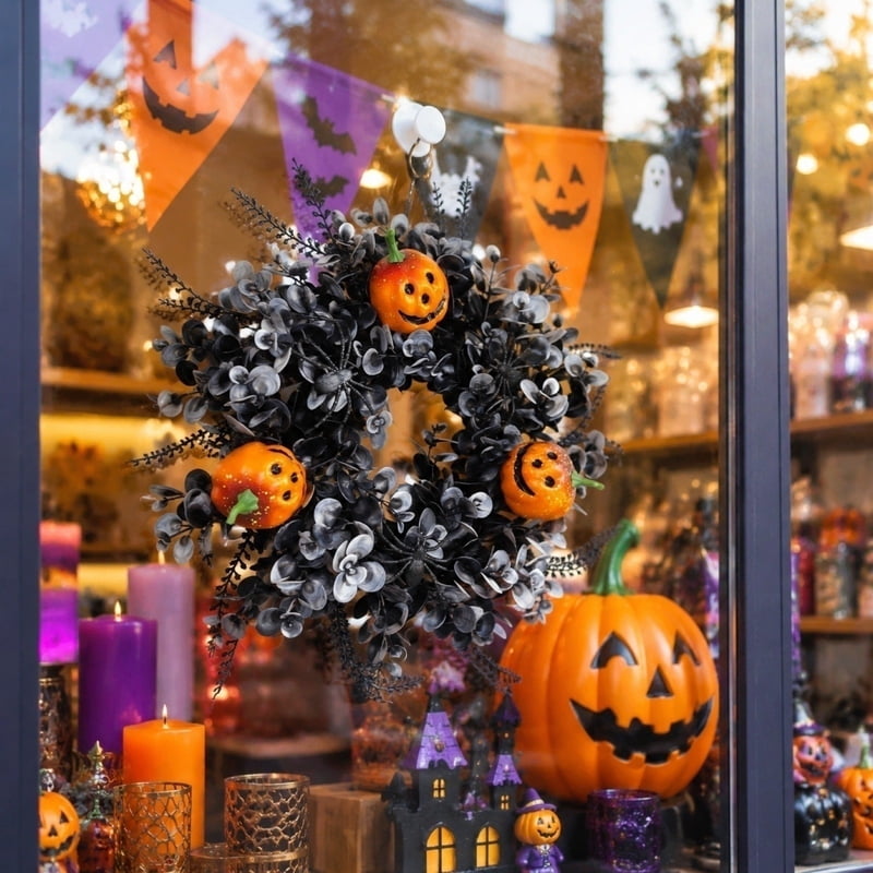 Halloween Door Wreath N-9 - Front Door & Holiday Wall Decor - Fall & Party Season