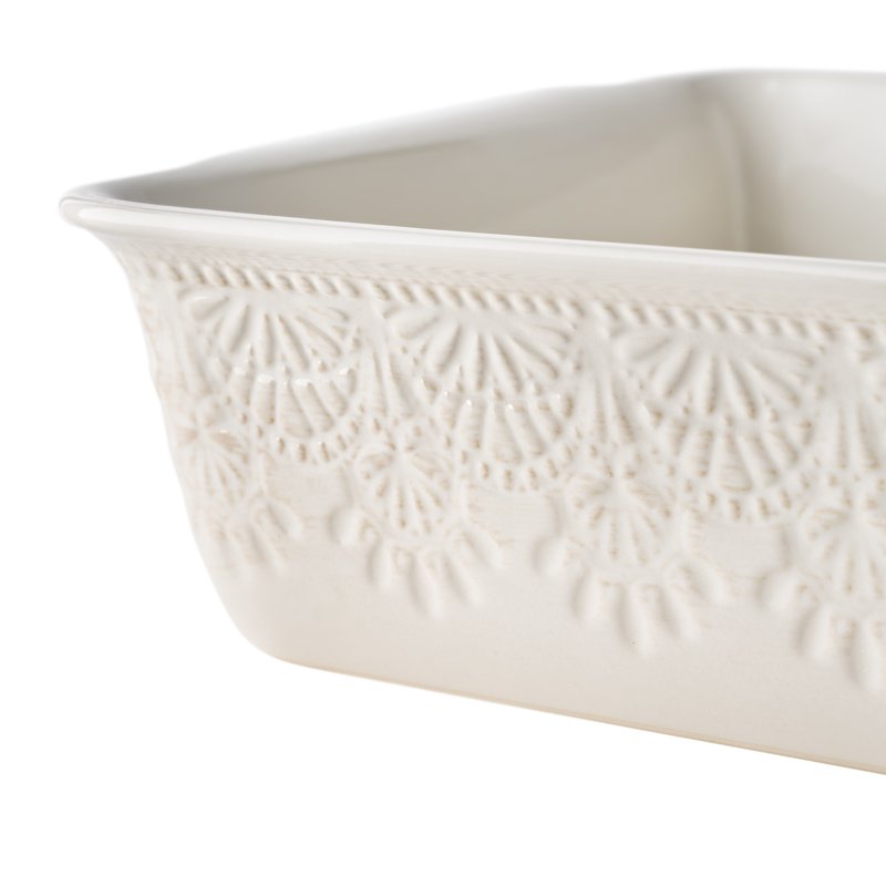 Ceramic Casserole Dish with Wood Lid - 9" x 13" Linen