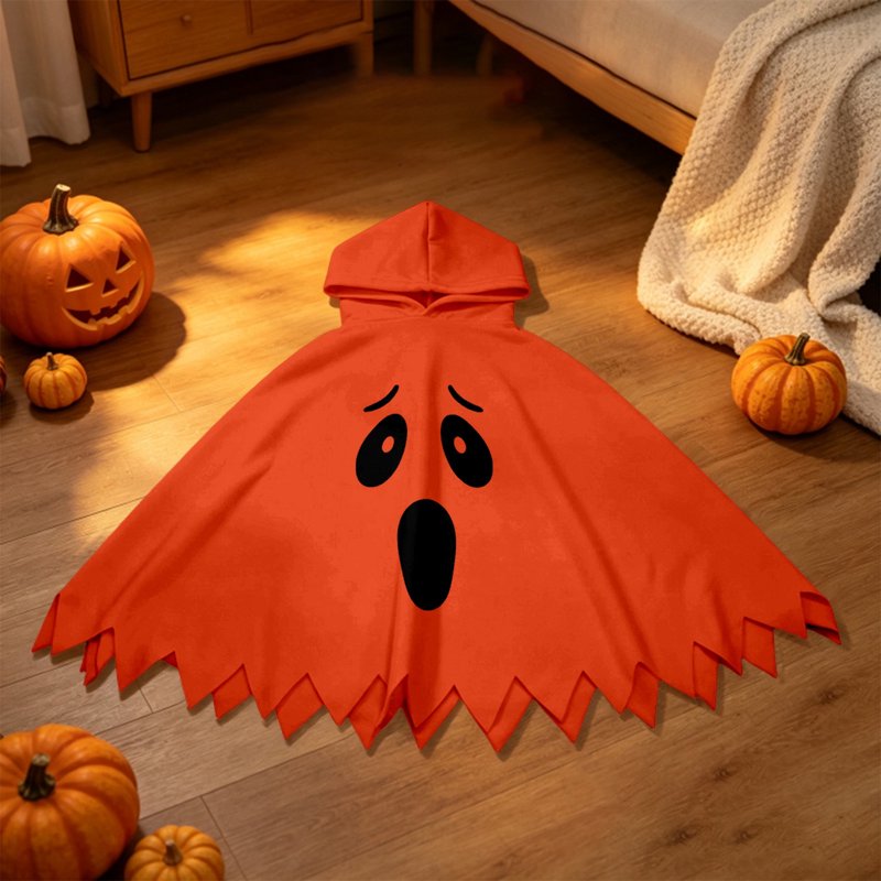 Kids Halloween Costume Ghostface Hooded Cape Dress Up Clothes - Orange, 4-6 Years (Fancy-Dress Costumes)