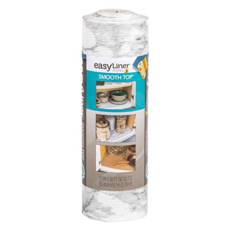 Gray Marble Shelf Liner Roll - 12 in. x 30 ft. - Smooth Top