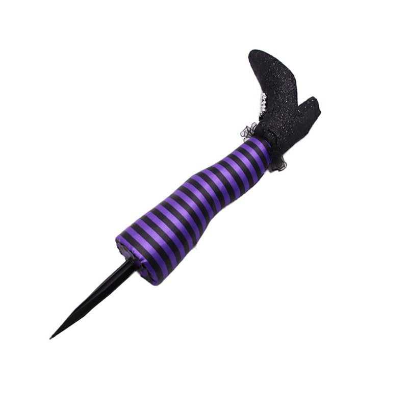 Halloween Witch Legs Yard Stake Decoration - Purple Striped Witch Legs