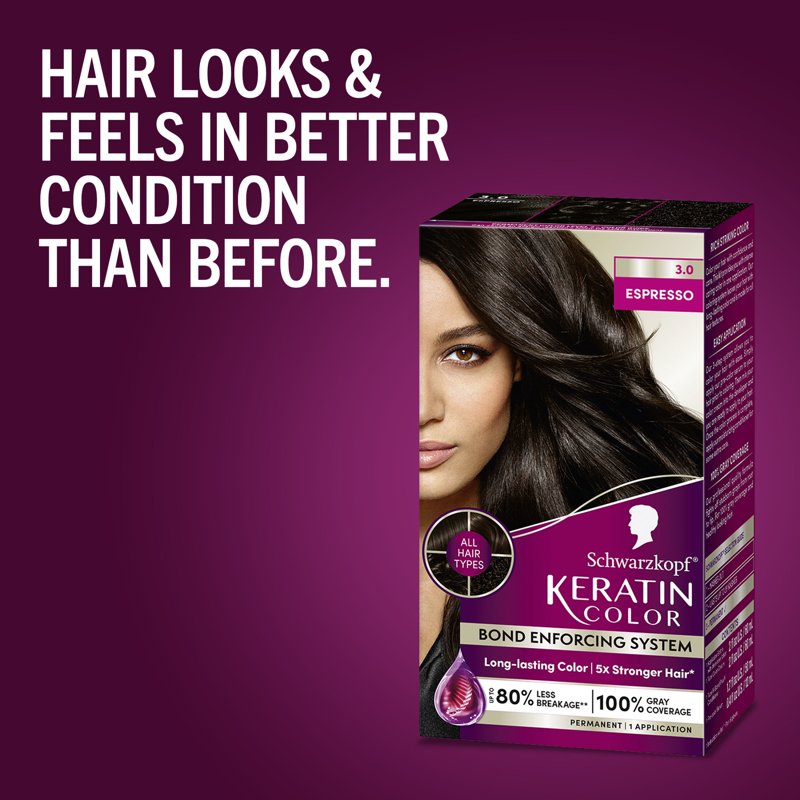 Permanent Keratin Hair Color Kit - Long-Lasting Gray Coverage & Repair