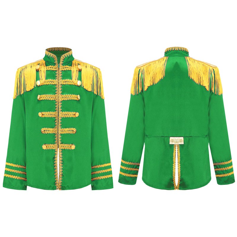Kids Boys 1960s British Rock Band Zipper Jacket - Green, Size 14