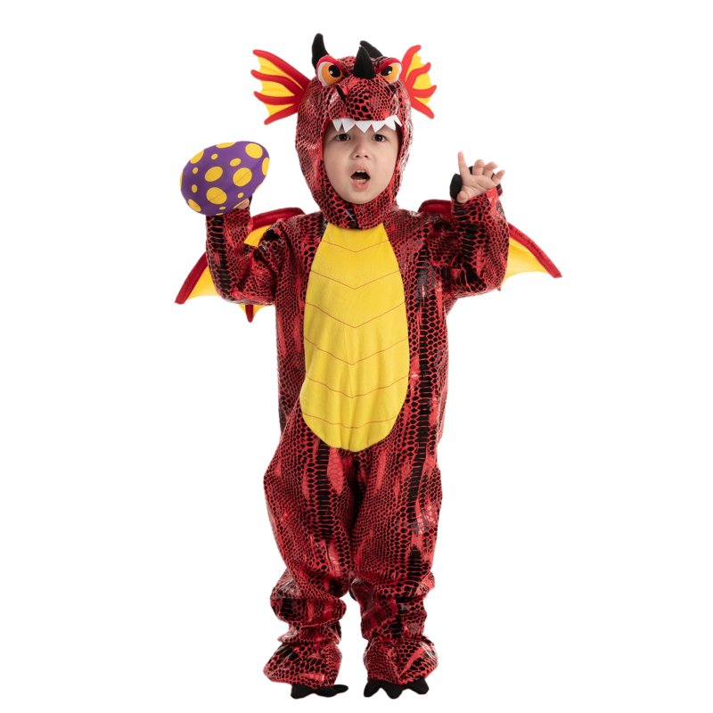 Red Dragon Kids Costume - Dinosaur & Dragon Halloween Dress Up for Ages 3-7