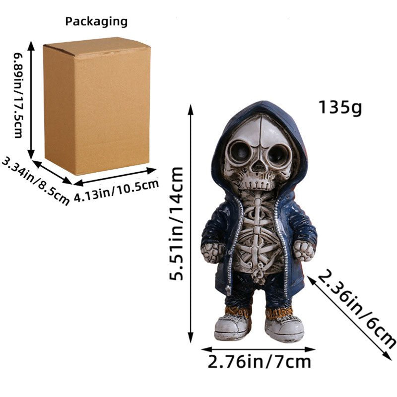 Halloween Skeleton Figurines Set - Horror Movie Garden Gnome Decorations