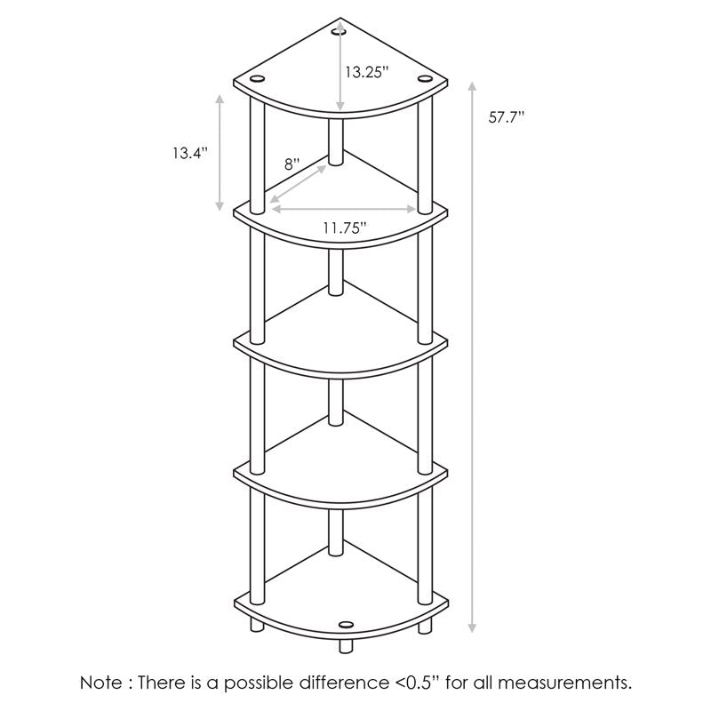 5-Tier Decorative Shelves - Turn-N-Tube Wall Shelf Unit in Walnut and Brown