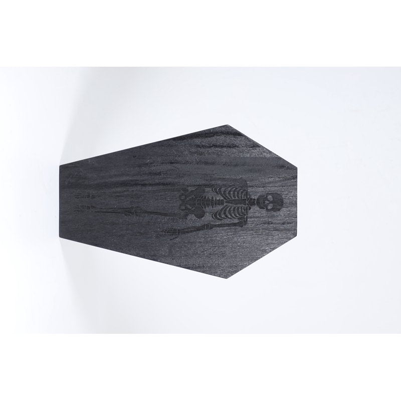 Halloween Black Mango Wood Coffin Serving Board with Skeleton Design