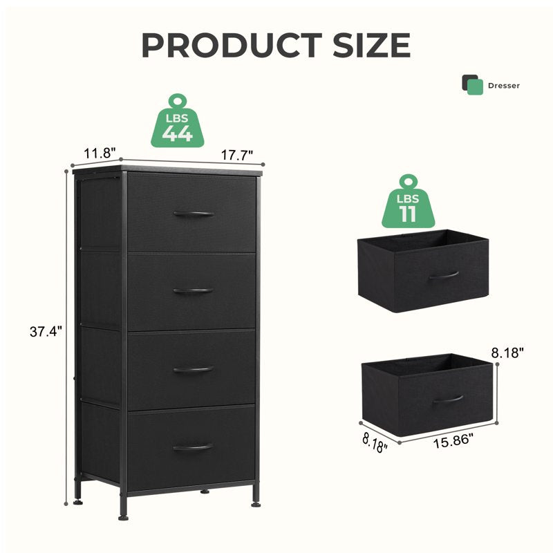 4-Drawer Fabric Dresser Cabinet for Living Room & Bedroom