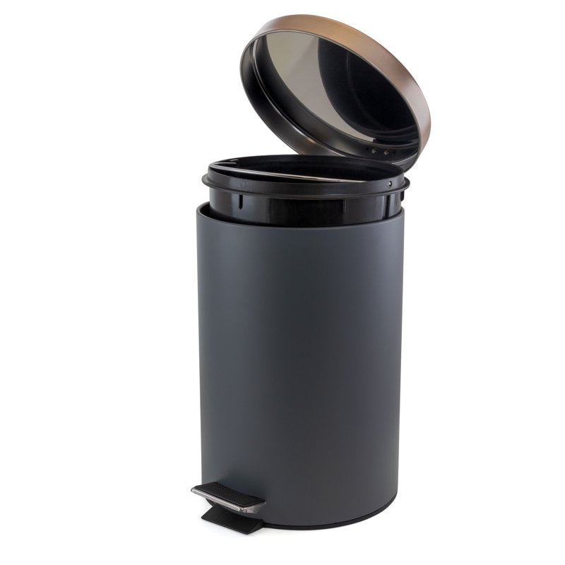 12L Gray and Copper Soft Pedal Trash Bin for Office & Kitchen