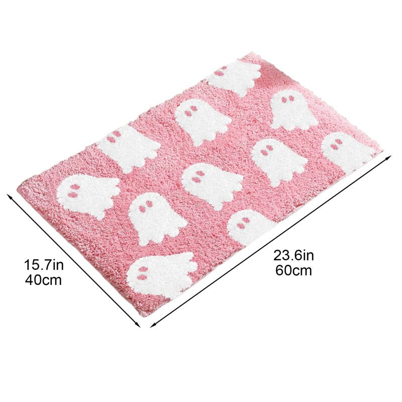 Halloween Door Mat - Ghost Design, Non Slip Entryway Rug 24x16 Inch - Variation of Ghost-E